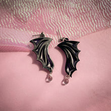 Load image into Gallery viewer, Big bat wing energy Halloween earrings drop
