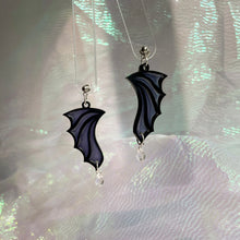 Load image into Gallery viewer, Big bat wing energy Halloween earrings drop
