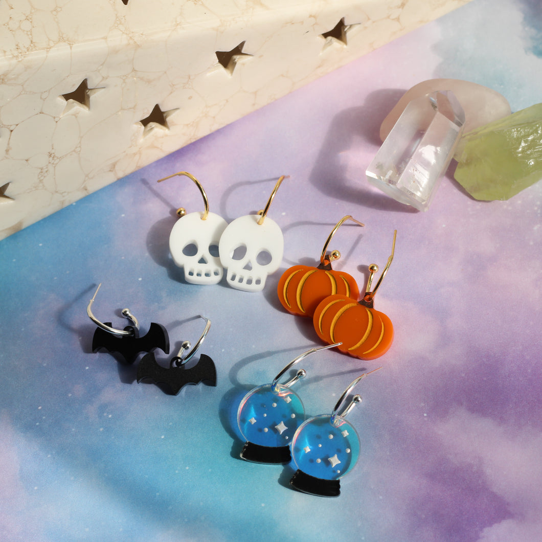 Halloween drop hoop earrings