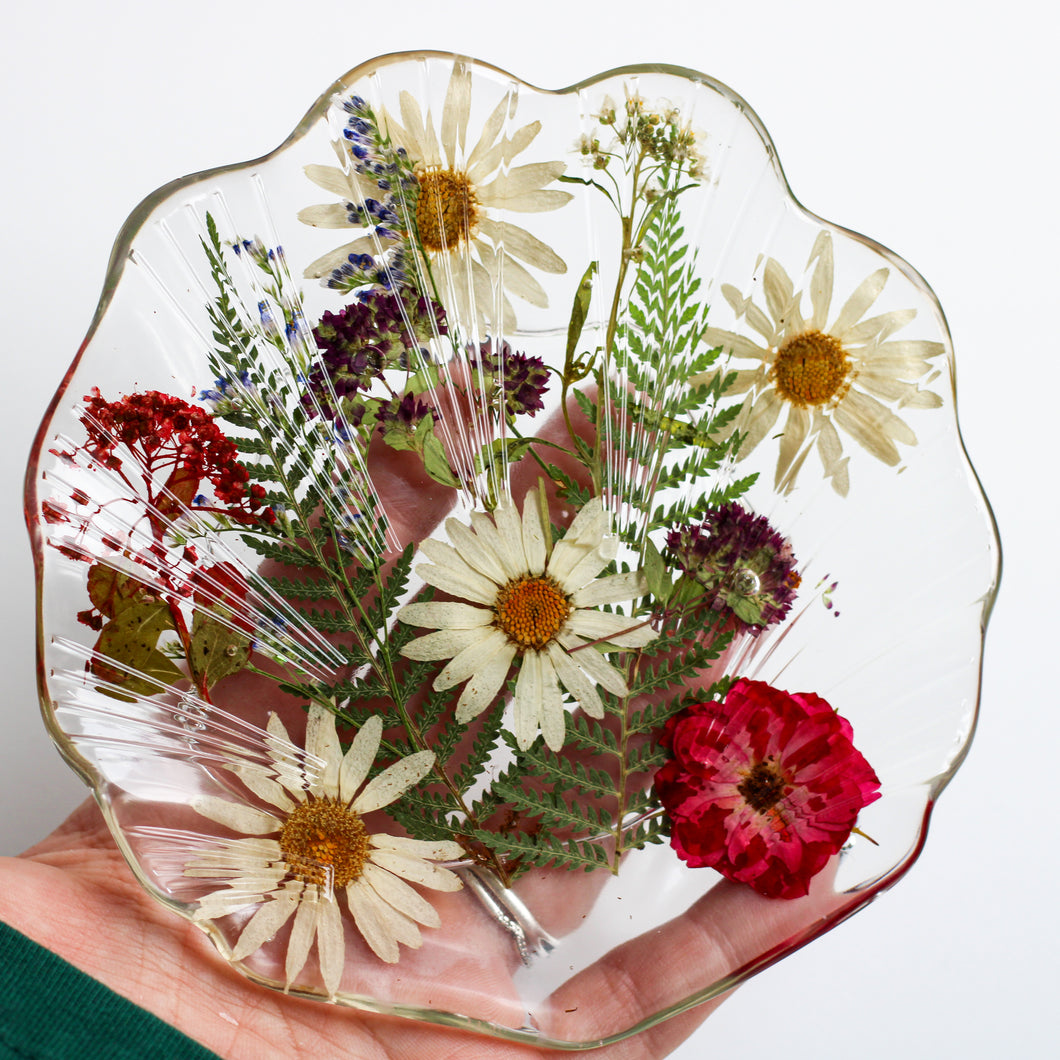Floral resin tray home decor